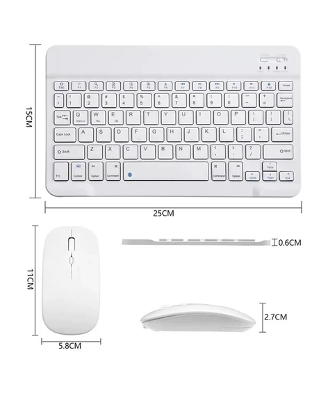 TCL TAB 10 S Tablet İçin Uyumlu Slim Şarjlı Türkçe Bluetooth Klavye ve Mouse Seti - Resim 6