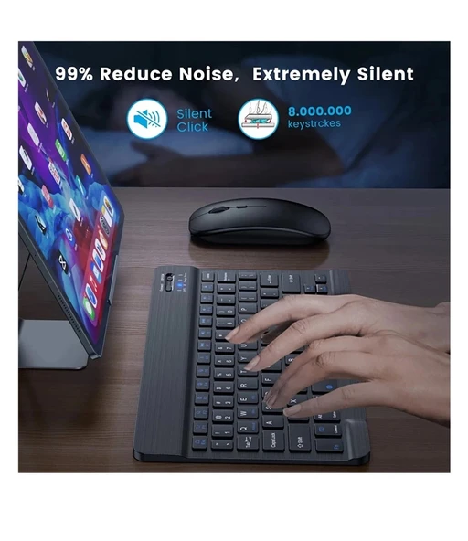 Xiaomi Pad 6 Tablet İçin Uyumlu Slim Şarjlı Türkçe Bluetooth Klavye ve Mouse Seti - 3