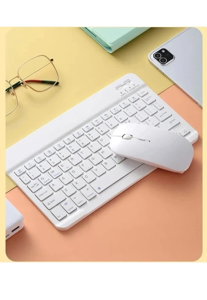 TCL TAB 10 S Tablet İçin Uyumlu Slim Şarjlı Türkçe Bluetooth Klavye ve Mouse Seti - Resim 2