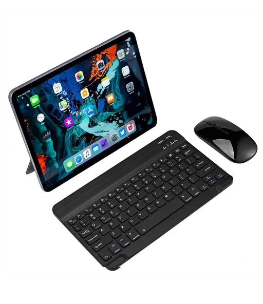 TCL TAB 10 S Tablet İçin Uyumlu Slim Şarjlı Türkçe Bluetooth Klavye ve Mouse Seti