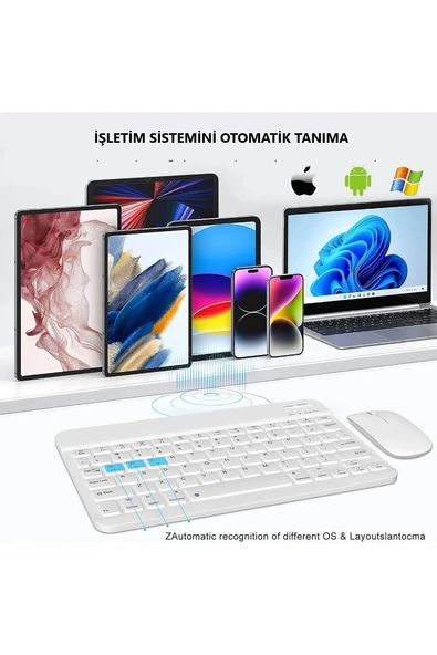 TCL TAB 10 Gen2  Tablet İçin Uyumlu Slim Şarjlı Bluetooth Klavye ve Mouse Seti - Resim 5