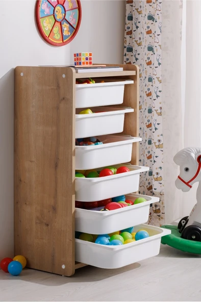 Babywhen Oyuncak Dolabı 6 Raflı Ahşap - 3