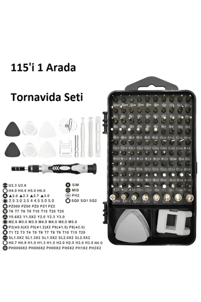 Profesyonel 115 Parça Tornavida Tamir Seti, Bilgisayar, Telefon , Tablet ve Saat Tamir Kiti - 6
