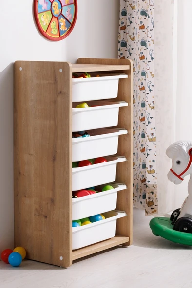 Babywhen Oyuncak Dolabı 6 Raflı Ahşap - 2