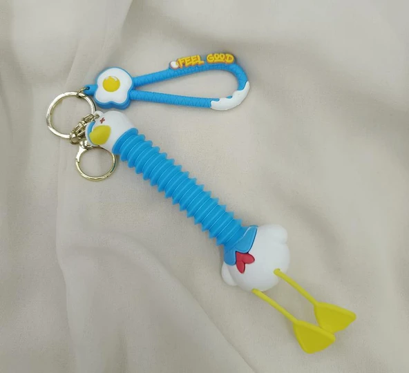 Mavi Beyaz Ördek Anahtarlık Silikon Boynu Uzayan Fiğür Çanta Süsü - Resim 2