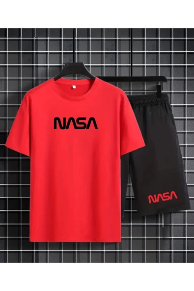 T-shırt şort takım nasa yazı baskılı