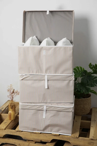 Kapaklı Mega 3'lü Hurç 60x40x30 - Kahverengi - Resim 3