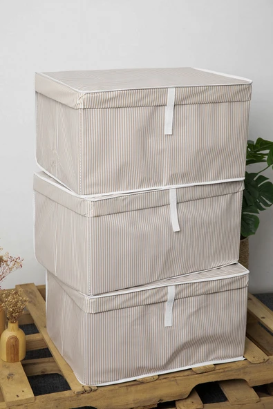 Kapaklı Mega 3'lü Hurç 60x40x30 - Kahverengi - Resim 2