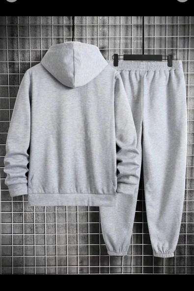 Unisex Gri Ceket Ve Eşofman Altı - Resim 2