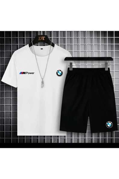 Yeni Sezon Mpower Baskılı Oversize Tshirt - Slim Fit Pamuklu Şort 2'li Takım