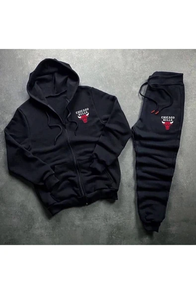 Fermuarlı Sweatshirt + Eşofman Kışlık 2'li Kombin