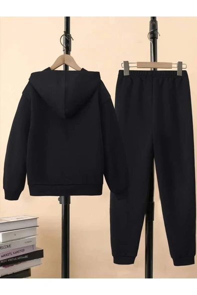 Unisex siyah Oversize nasa esofman takımı - Resim 2