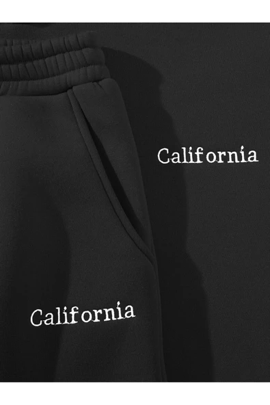 California Baskılı Üç İplik Ünisex Oversize Eşofman Takımı - 3
