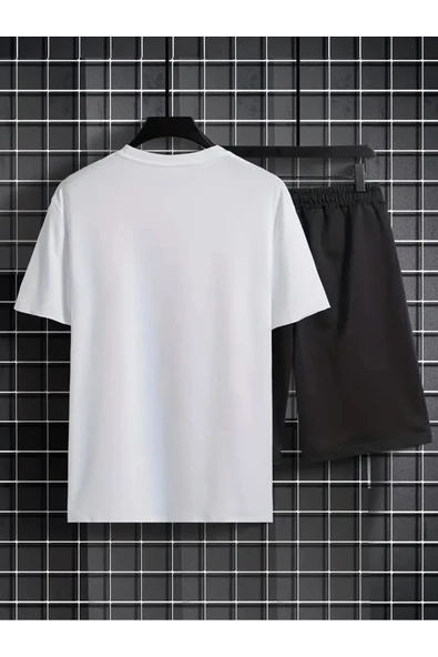 Oversize T-shirt Paris Baskılı Ünisex Yazlık T-shirt ve Şort 2 li Set Combin Takım - Resim 3