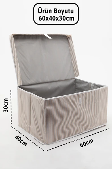 Kapaklı Mega 3'lü Hurç 60x40x30 - Kahverengi - Resim 4