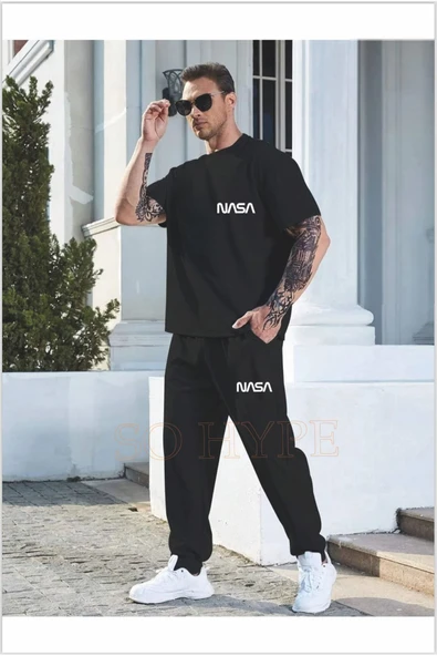 Oversize THE Happiest baskılı erkek eşofman takımı SOHYPE