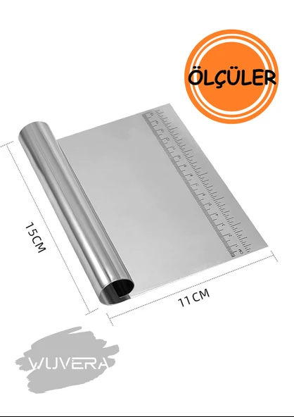Wuvera Paslanmaz Çelik Spatula – Hamur Kazıyıcı ve Makarna Sıvama Aparatı - 2