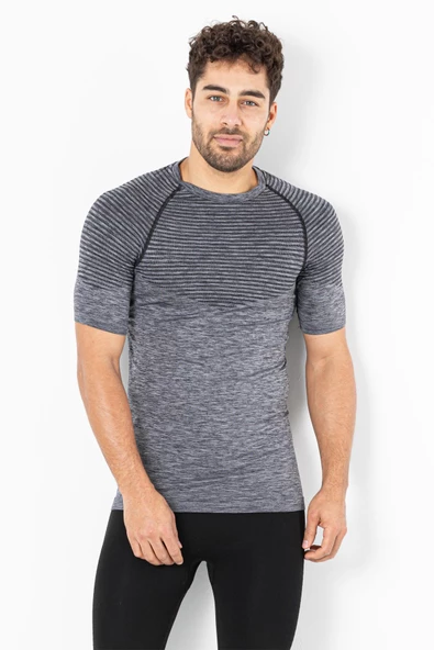 MioFit Erkek Active Melange Kısa Kollu Dikişsiz Spor Tişört - 4