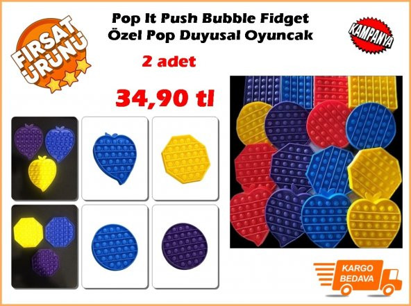Pop It Push Bubble Fidget Özel Pop Duyusal Oyuncak