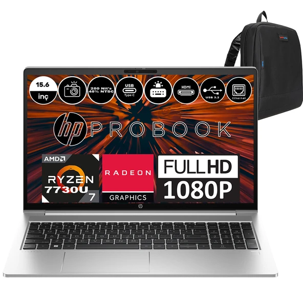 Hp Probook 455 G10 Amd Ryzen 7 7730U 24GB 1tb SSD Amd Radeon™ Graphics Windows 11 Home 15.6" Fhd Taşınabilir Bilgisayar 9G1G8ETH13+ Zetta Çanta