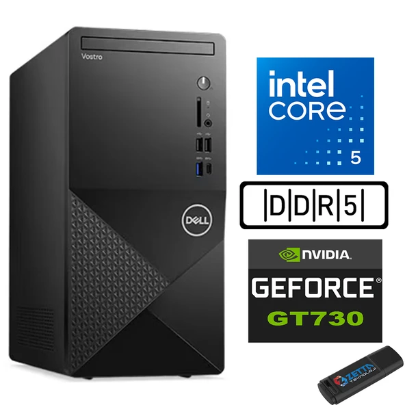 Dell Vostro 3030 mt Intel Core I5 12400 16GB Ddr5 2tb SSD Windows 11 Home Nvidia GT730-4GB Masaüstü Bilgisayar N3030I5GT730H09 + Zetta USB Bellek