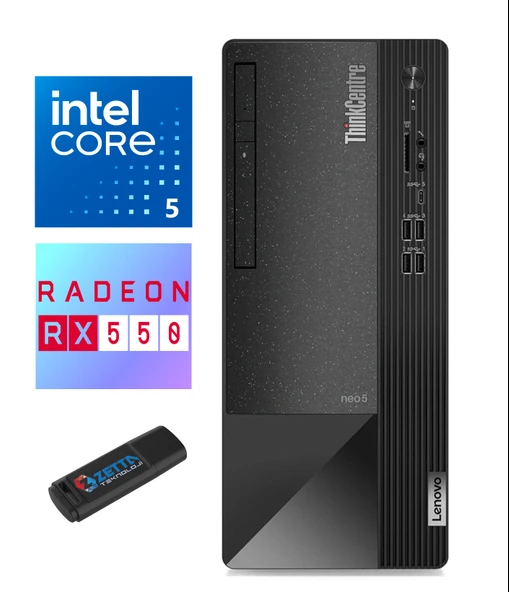Lenovo Thınkcentre Neo 50T Gen4 Intel İ5-12500 16GB 1tb SSD 4GB/RX550 WINDOWS11PRO Masaüstü Bilgisayar WR12JB005BTRW08+ZETTAUSBBELLEK
