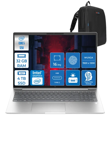 Elitebook 660 G11 Ultra5 125U 32GB Ddr5 4tb SSD 16"' Fhd Wuxga Freedos Taşınabilir Bilgisayar H9C005EA011 + Zettaçanta