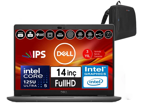Dell Latitude 3450 Intel Core Ultra 5 125U 96GB Ddr5 1tb SSD 14" Fhd IPS WINDOWS11PRO Taşınabilir Bilgisayar WXCTO3450125_VP48+ZETTAÇANTA ürün görseli 1