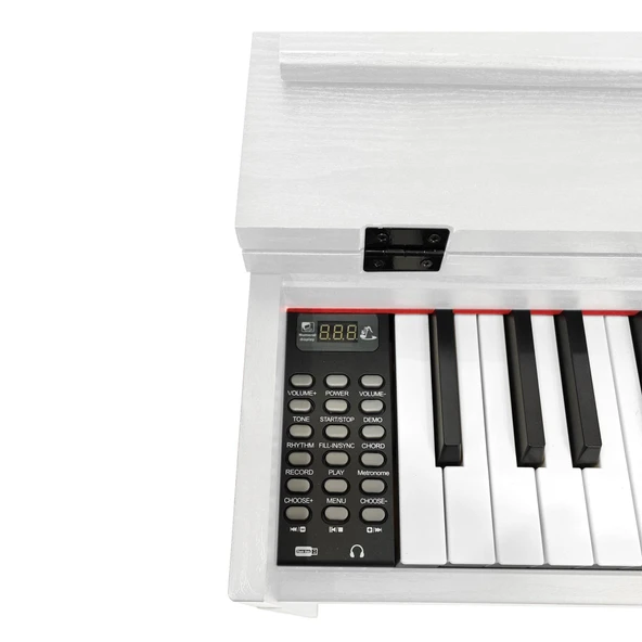 Jwin SDP-92 Tuş Hassasiyetli 88 Tuşlu Kapaklı Dijital Piyano + Tabure - Beyaz - 5