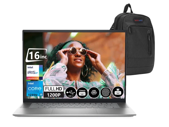 Dell Inspiron 16 5620 Intel Core I5 1235U 64GB 2tb SSD Freedos 16" Fhd+ Taşınabilir Bilgisayar I56204101U14+ZETTAÇANTA