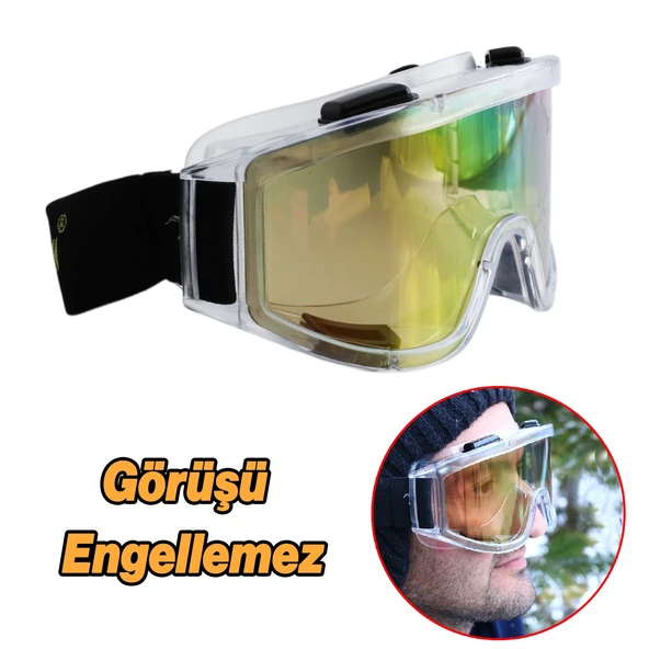Kayak Gözlüğü Ventilli Güneş Kar Gözlük Snowboard Glasses Ekonomik Seri Gözlük Aynasız Gökkuşağı - 3
