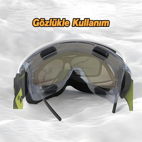 Kayak Gözlüğü Ventilli Güneş Kar Gözlük Snowboard Glasses Ekonomik Seri Gözlük Aynasız Gökkuşağı - 6