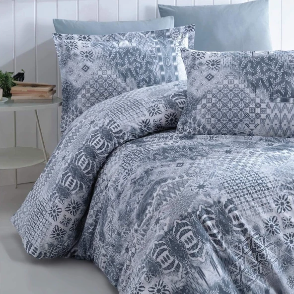 Clasy Tek Kişilik Nevresim Takımı Pava Lacivert - Resim 3