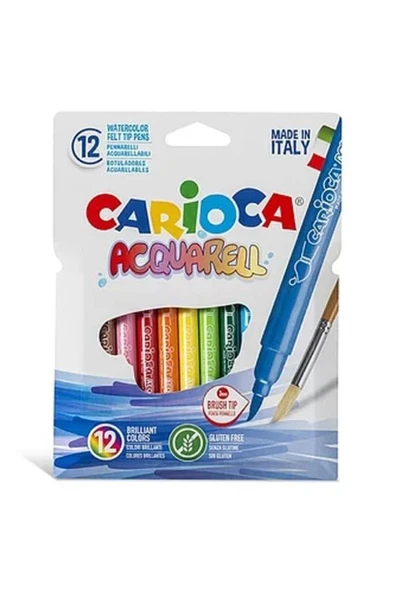 CARIOCA Acquarell Fırça Uçlu Keçeli Boya Kalemi 12'li