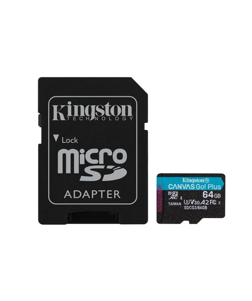 Kingston 64GB microSDXC Canvas Go Plus 170R A2 U3 V30 Card + ADP TdrTR