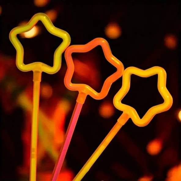 Glow Stick Yıldız Asa Kırılınca Yanan Yıldız Çubuklar 6 Renk 6 Adet TdrTR