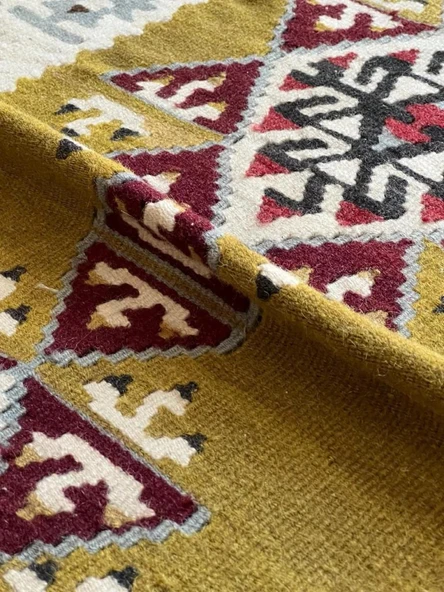 82x153 cm El Dokuma Türk Kilimi, Canlı Renkli Akrep Motifli Kilim, El Dokuma Yün Kilim, Bohem Tarzı, Eşsiz Ev Dekoru - 3