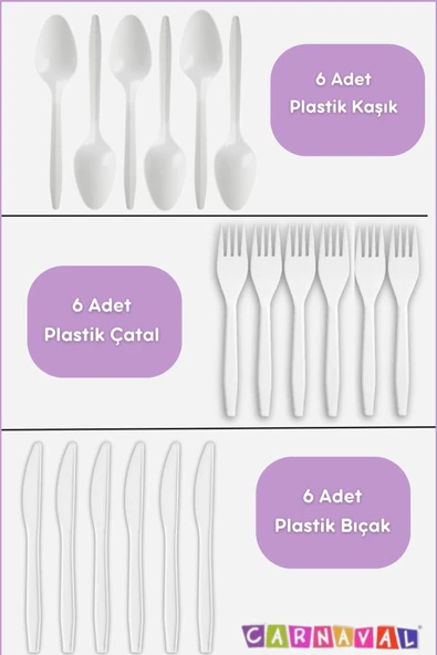 Carnaval Plastik Çatal-kaşık-Çatal Doğum Günü Parti Malzemesi - 4