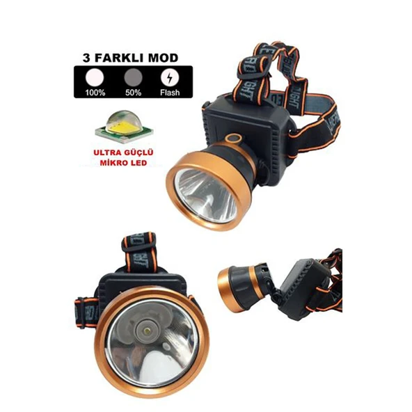 Kafa Lambası 40 W Şarjlı Ledli Pilli Kamp Küçük Başlı Kafa Feneri 3 Fonksiyonlu 16 Saat Işık Süresi - 3