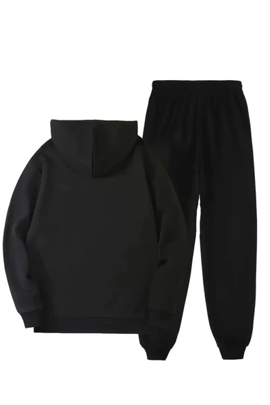 Eşofman Takımı Kapşonlu Paris Baskılı Şardonlu ve Pamuklu yumuşak kalın ürün 2'li set combin - Resim 5