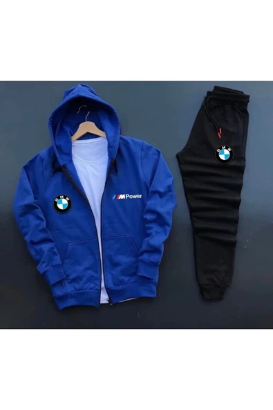 Spor Eşofman Takımı Bmw Mpower Baskılı Fermuarlı Pamuklu Ceket- Eşofman Altı 2 'li Takım Unisex - 3