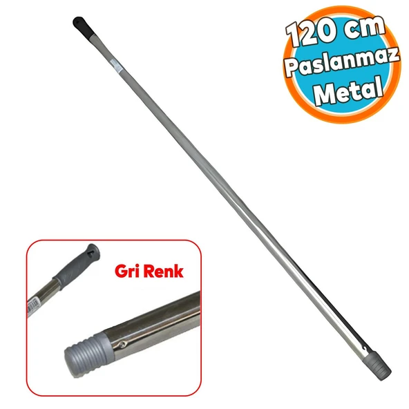 Metal Fırça Sapı Krom Renk Kalın Sap Süpürge Çekpas Standart Metal Sap 120 Cm