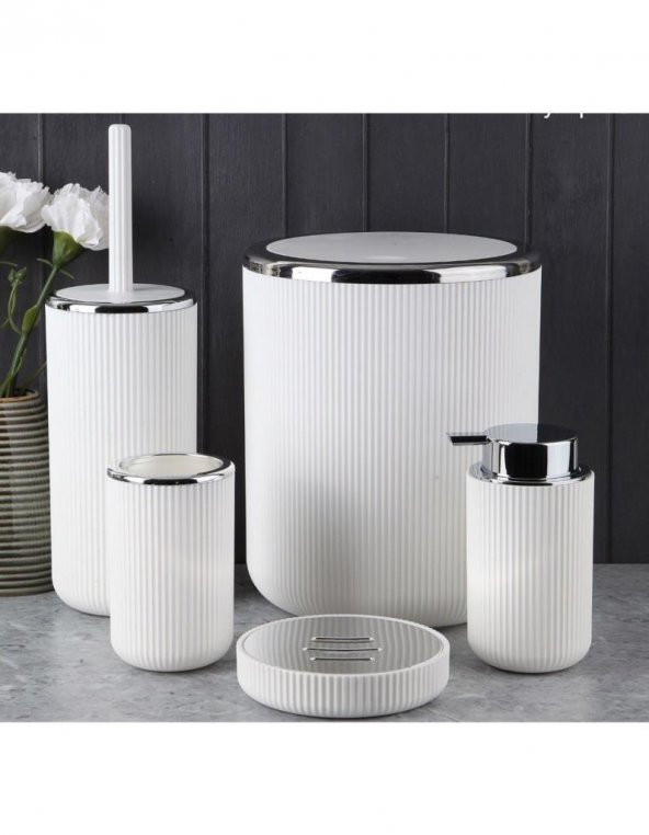 Perotti Lisbone Silver 5 Parça Banyo Takımı Beyaz 13166