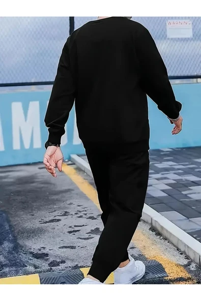 Eşofman Takımı Paris baskılı Unisex kışlık Kalın pamuklu Sweatshirt ve Eşofman altı 2' li set - Resim 2