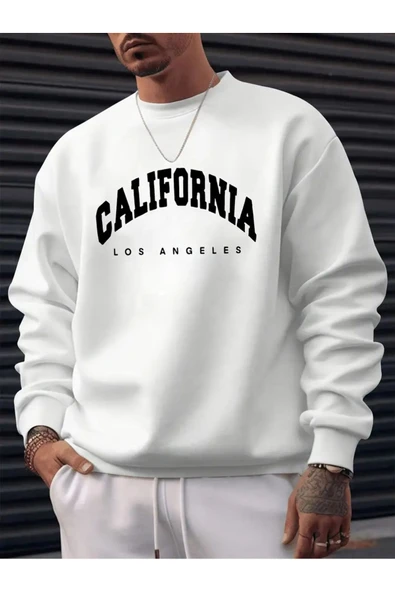 Sweatshirt California Baskılı Şardonlu ve Pamuklu yumuşak kalın ürün - 4