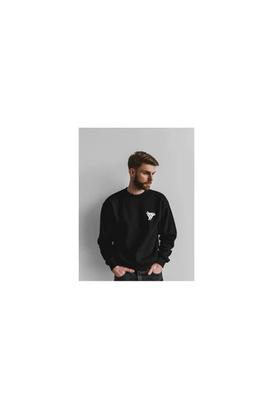 Sweatshirt Üçgen Baskılı Sevgili Combin Pamuklu kalın ve Yumuşak ürün İçi Şardonlu 2 'Lİ Set Takım - 3