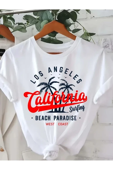 California Beach Paradise Baskılı Oversize Tshirt ürün görseli