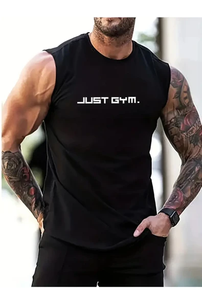 Just Gym tasarım Baskılı özel Unisex Kolsuz  Tshirt