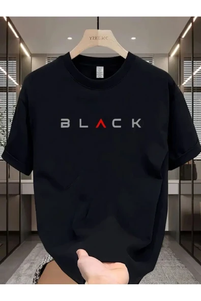 BLACK Baskılı özel tasarım Unisex Tshirt ürün görseli