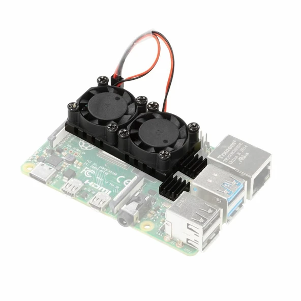 Raspberry Dual Fan Set Pi 4 3 B B+  2 Adet 9mm Alüminyum Blok Raspberry Dual Fan Set Pi 4 3 B B+  2 Adet 9mm Alüminyum Blok Çift Soğutma Fanı Isı Emici Dağıtıcı Sistem Termal Etiketli - Resim 4